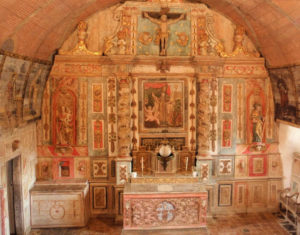 Baroque interior of Chapelle Saint-Nicolas, Harambeltz, France