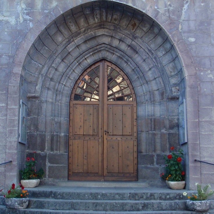 Church door, Saint-Chély-d'Aubrac, GR65, France