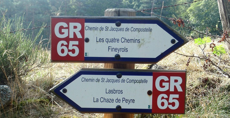 GR sign post, Chemin de Saint-Jacques